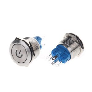 22mm push button switch 12v/24v led red blue illuminated wire harness