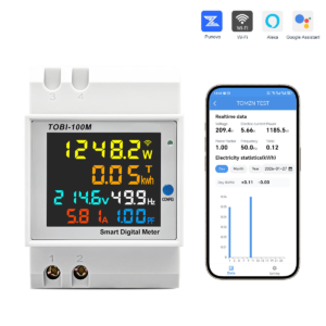 wifi smart meter 100a 6in1 kwh voltage current pf frequency