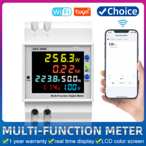 tuya wifi smart meter 100a din rail kwh voltage current pf