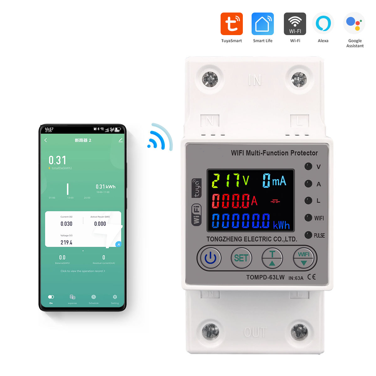 wifi smart energy meter 63a 80a circuit breaker tuya kwh timer wifi smart energy meter 63a 80a circuit breaker tuya kwh timer